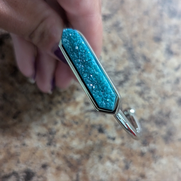 Kinsley and Armelle Turquoise Druzy Silver Bracelet - Picture 3 of 3